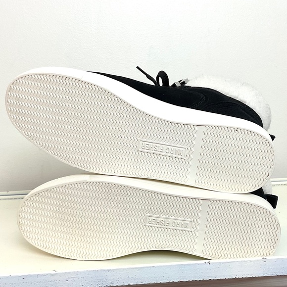 MARC FISHER Daire Black Suede Lace Up Faux Fur Sherpa High Top Sneaker sz 10M - Picture 12 of 16